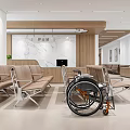 Modern Hospital Outpatient Clinic Waiting Area With Nurse Station Comfortable Seats And Wheelchair