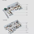 Birds Eye View One Floor Plan with Residential Layout Including Bedrooms Living Dining Kitchen Bathrooms