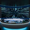 Commercial City Planning Display Equipment With Round Platform And Urban Model Illuminated Screen Blue Lighting
