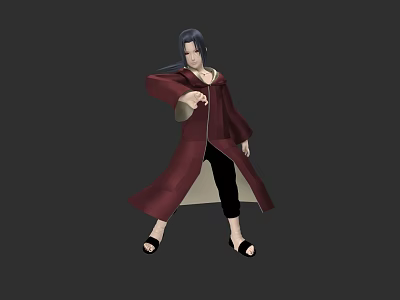 Game Movie Character In Red Robe With Black Long Hair And Extended Hand 3d model