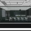 Modern Public Office Space With Red Padded Wall And Gray Carpet Reception Desk