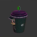 Teal Coffee Cup With Decorative Lid Patterned Body And Text Sleeve