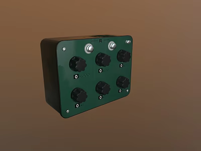 Mobile Digital Multi Port Hub With Green Housing And Control Knobs 3d model