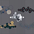 Modern Wall Decor With Circular Floral Shapes And Blue Gray White Details
