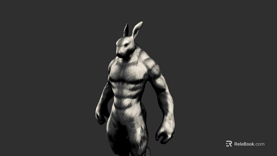 Anthropomorphic Rabbit 3D Model With Muscular Build And Standing Posture 3d model 