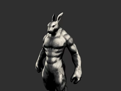 Anthropomorphic Rabbit 3D Model With Muscular Build And Standing Posture 3d model