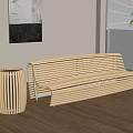 Outdoor Sofa with Wooden Slat Design and Round Side Table in Modern Interior