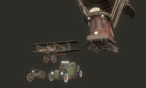 Modern Steampunk Car 3d model