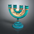 Turquoise Arched Candelabra With Four Candle Holders And Floral Patterns