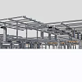 Industrial Equipment Structural Framework With Metal Grid And Mechanical Components Design