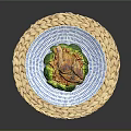 Delicious Grilled Chicken with Broccoli on Blue and White Plate and Woven Placemat