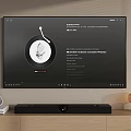 Smart TV With Music Playback Interface And Vinyl Record Design In Living Room With Soundbar