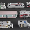 Various Types Of Recreational Vehicles With Different Exterior Designs And Camping Features