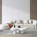 Modern Sofa Coffee Table Combination Log Sofa Wall 3d model