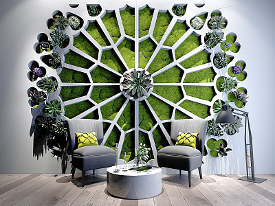 Modern leisure sofa combination plant wall model