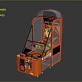 Orange Basketball Arcade Machine With Hoop Net Enclosure And Control Panel
