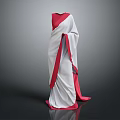 Traditional Red And White Sari With Flowy Fabric And Elegant Drape
