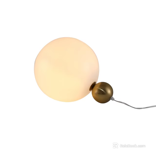 Modern Table Lamp With Spherical Cream White Shade And Brass Base Design 3d model 