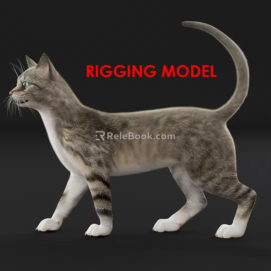 Modern Multiplayer Cat Rig Skin Wool 3d model