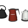 Different Colored Electric Kettles Samsung Red Midea White and Black Household Appliances