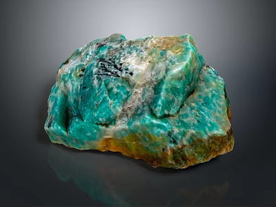 Natural Turquoise Raw Stone Showing Green Yellow Rough Surface Texture 3d model