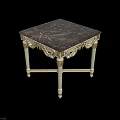 Elegant Corner Table With Golden Carved Frame And Black Marble Top
