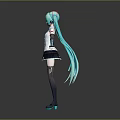Anime Style Child Character With Turquoise Long Hair Pink Hair Accessories White Top Blue Tie And Outstretched Arms