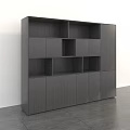 Sleek Modern Dark Wood Bookcase With Multiple Compartments And Cabinet Doors