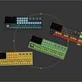 Colorful Electronic Music Keyboards With Control Knobs Illuminated Keys And Bright Color Schemes