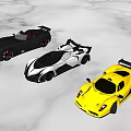 Three Stylish Sports Cars In Different Colors With Sleek Designs And Snowy Background