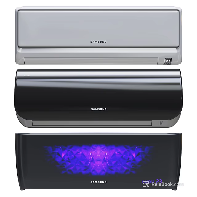 SAMSUNG Air Conditioner Fan With Stylish Design Different Colors And Purple Light 3d model 