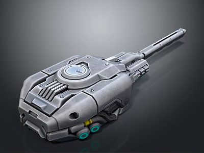Futuristic Sci Fi Weapon 3D Model With Metallic Body Long Barrel And Circular Core 3d model