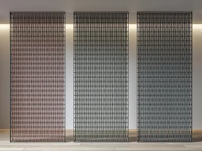 Modern Room Dividers With Vertical Grid Design And Different Color Textures 3d model