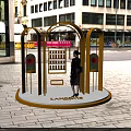 LANCOME Exhibition Booth With Golden Arch Design Mannequin And Rose Display Cabinets