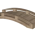 Traditional Curved Wooden Bridge With Natural Railings And Simple Design