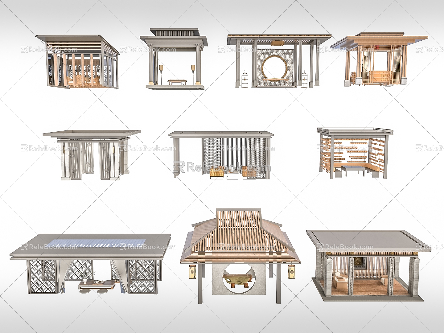 Pavilion now new Chinese style 3d model