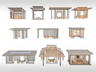 Pavilion now new Chinese style 3d model