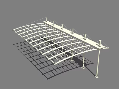 Modern Outdoor Canopy With Metal Grid Frame And Transparent Top Structure 3d model