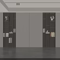 Modern Minimalist Built in Bookcases Interior Design With Dark And Light Color And Decorative Items