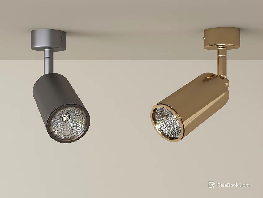 Modern Ceiling Spotlights In Black And Golden Finish For Interior Lighting 3d model 