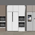 Modern Kitchen Interior With Various Refrigerators And Freezers And Cabinets 3d model