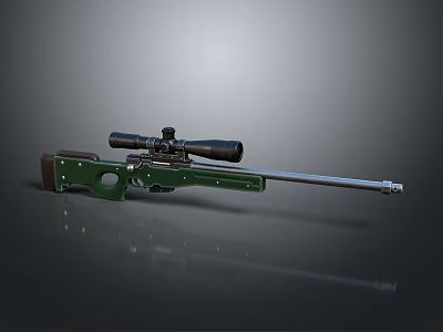 Green Military Sniper Rifle With Long Barrel And Tactical Scope Design 3d model