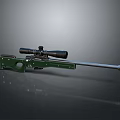 Green Military Sniper Rifle With Long Barrel And Tactical Scope Design 3d model