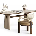 Natural Solid Wood Desk And Chair Set For Cozy Wabi Sabi Home Study Workspace
