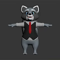 Cute Raccoon Doll Wearing Black Vest And Red Tie With Open Arms
