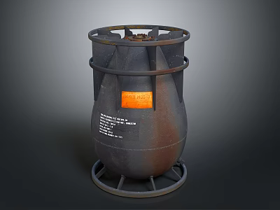 Aerospace Component With Metallic Structure Circular Base And Orange Label 3d model