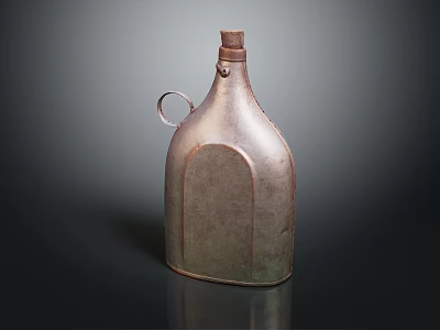 Vintage Metallic Daily Use Electric Bottle With Lid And Loop Handle Design 3d model
