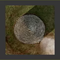 Cartoon Style Stone Hut Model With Domed Roof And Grass Field Pathway