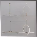 Modern Chandeliers With Geometric Metal Frames Circular Linear Designs For Interior Decoration 3d model