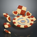 Red And White Checkered Dessert Bites Square And Heart Shaped On Circular Base